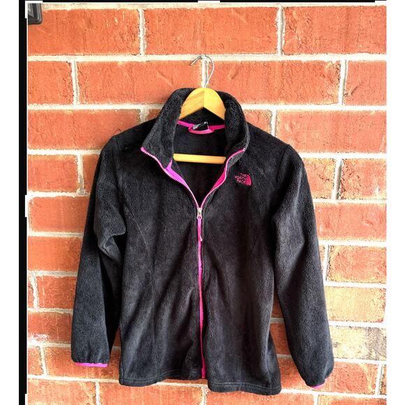 The North Face Osito Girls jacket XL-18 Black/pink zip up Fleece warm Outdoor - Picture 1 of 8